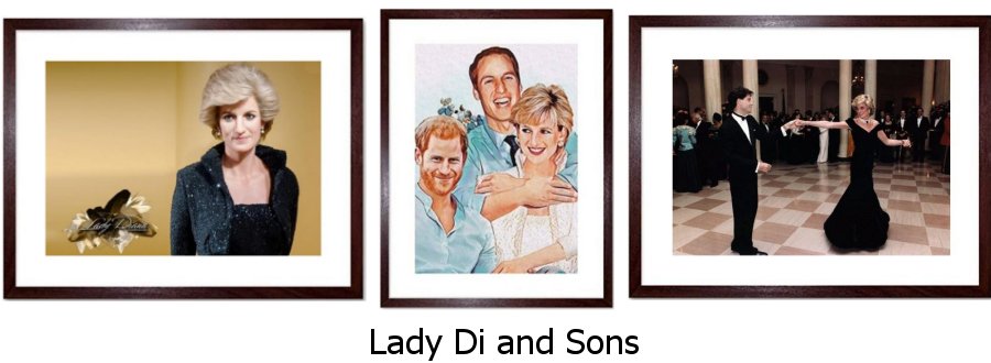 Lady Di and Sons  Framed Prints